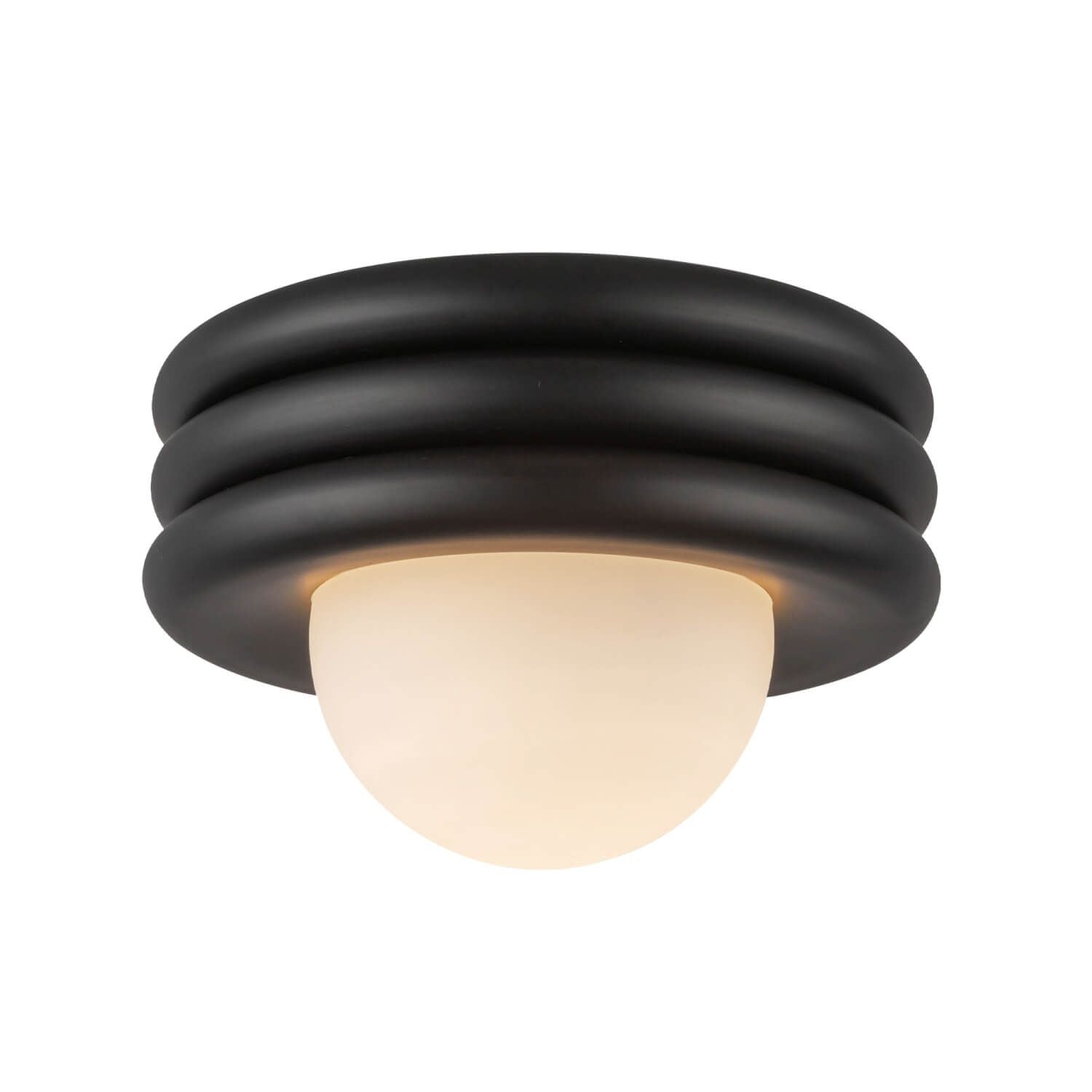 Alora Mood SF426012MB 12" Harvey 1-Light LED Semi-Flush Mount - Matte Black / Opal Glass