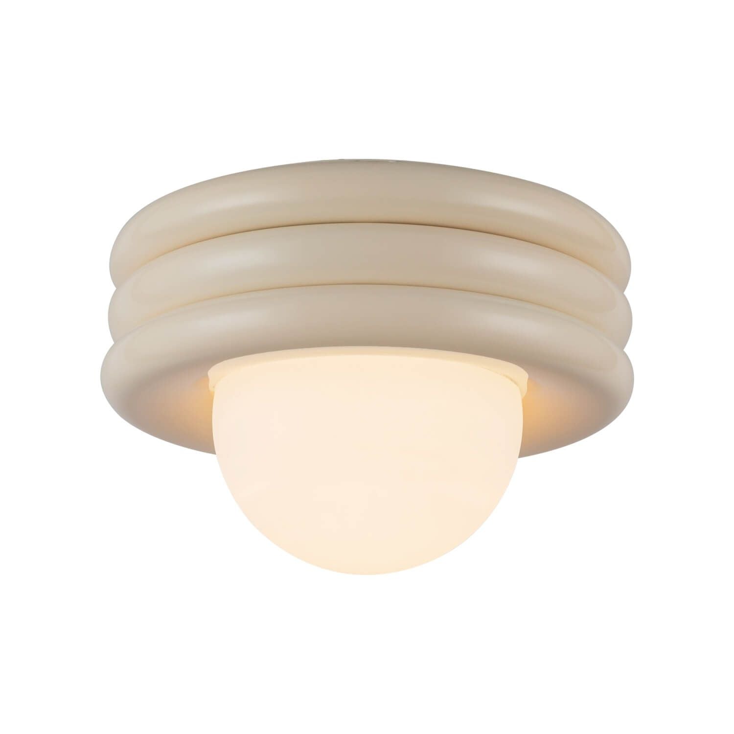 Alora Mood SF426012PW 12" Harvey 1-Light LED Semi-Flush Mount - Pearl White / Opal Glass