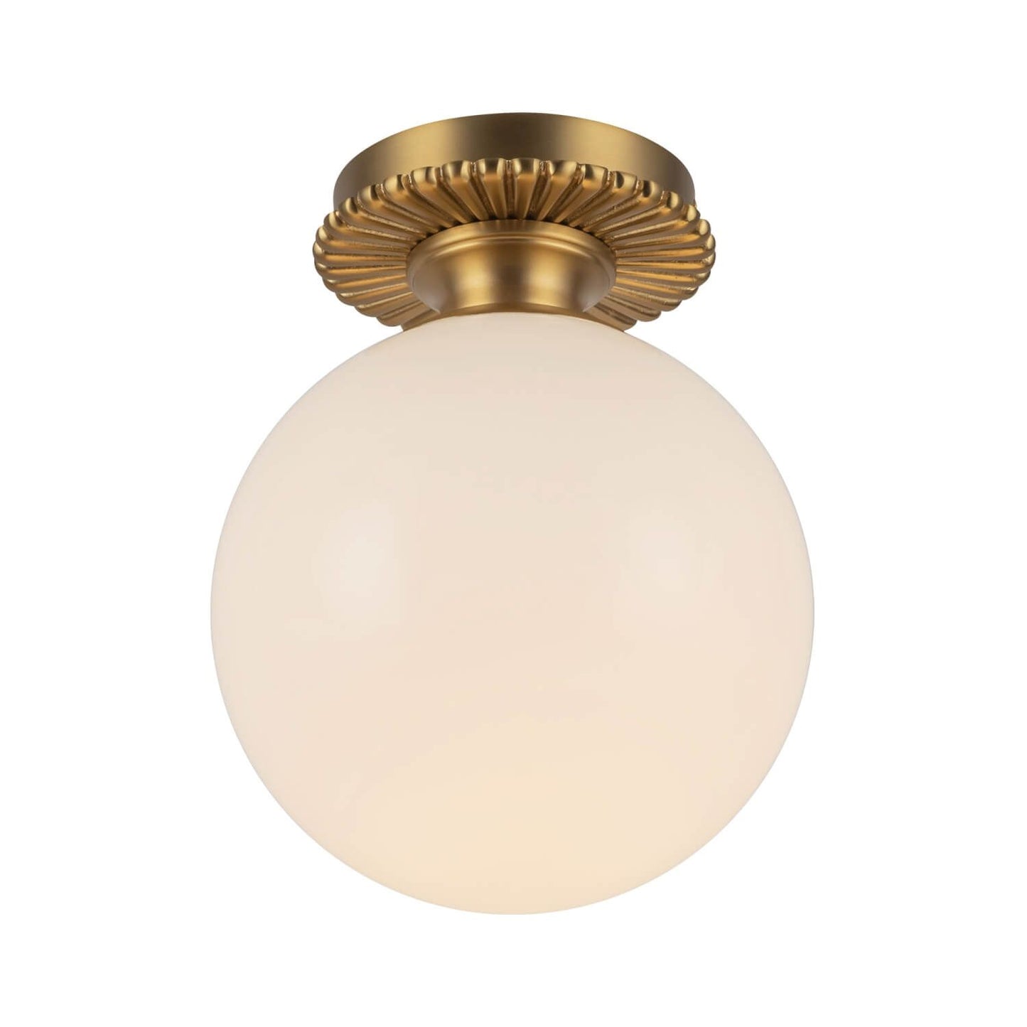 Alora Mood SF430108BGGO 8" Otis 1-Light LED Semi-Flush Mount - Brushed Gold / Glossy Opal Glass