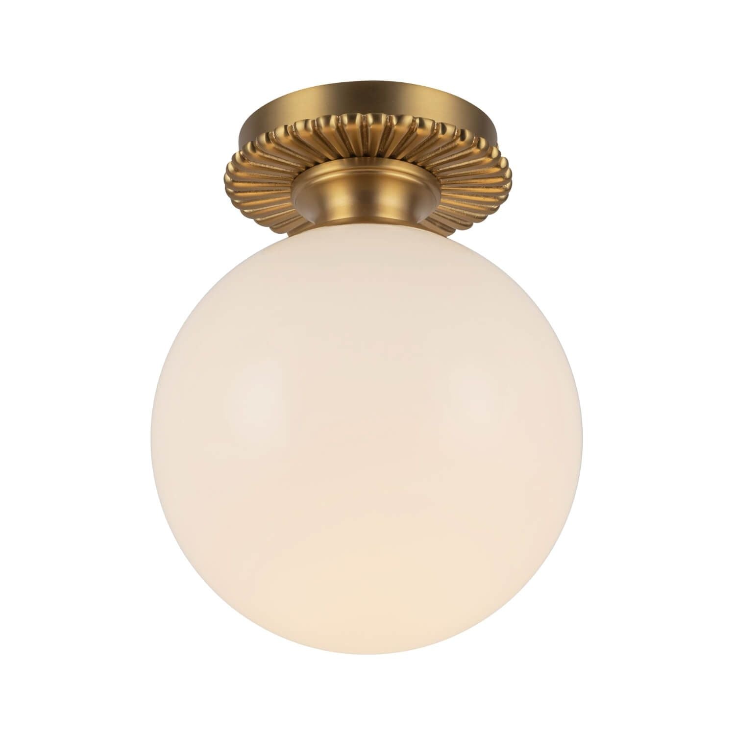 Alora Mood SF430108BGGO 8" Otis 1-Light LED Semi-Flush Mount - Brushed Gold / Glossy Opal Glass