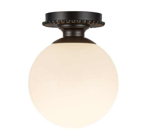 Alora Mood SF430108MBGO Otis 1 Light 7.88 inch Matte Black and Glossy Opal Glass Semi-Flush Mount Ceiling Light