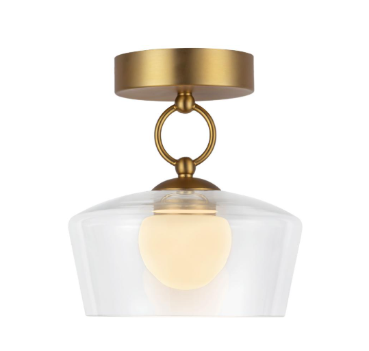 Alora Mood SF443308BGCL-UNV Leota LED 8 inch Brushed Gold and Clear Glass Semi-Flush Mount Ceiling Light