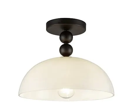Alora Mood SF459012MBGO Paisley 12" Wide Semi-Flush Ceiling Fixture with Opal Glass Shade, Matte Black Finish
