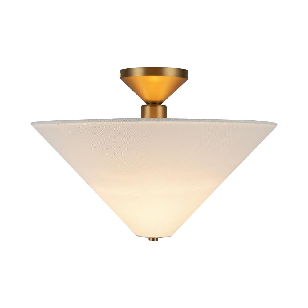 Alora Mood SF497016BGWL Bridgette 1 Light 16.38 inch Brushed Gold and White Linen Semi-Flush Mount Ceiling Light