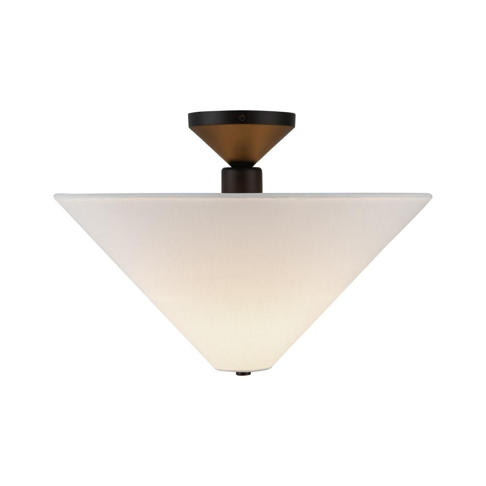 Alora Mood SF497016MBWL Bridgette 1 Light 16.38 inch Matte Black and White Linen Semi-Flush Mount Ceiling Light