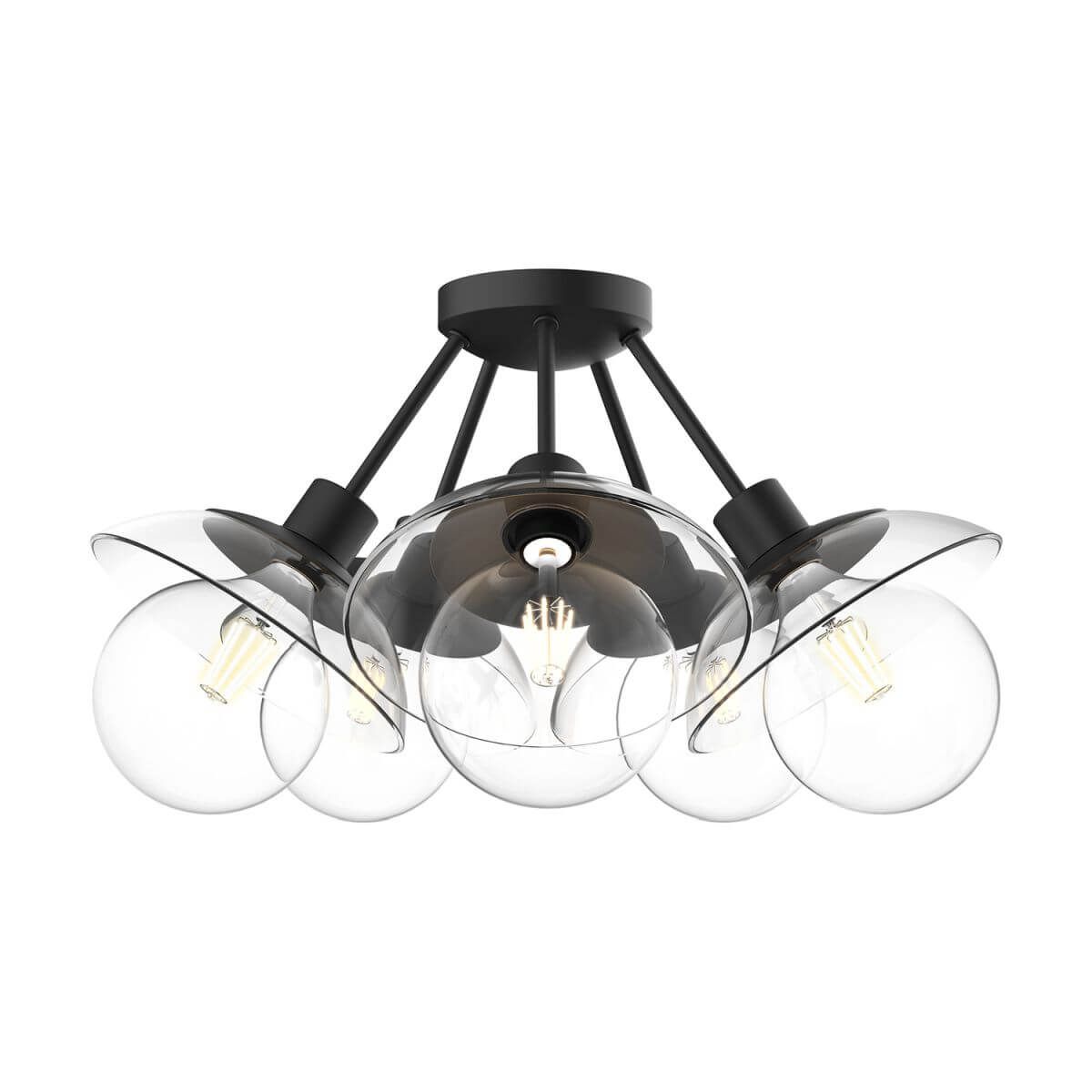 Alora Mood SF517220MBCL 20" Francesca 5-Light LED Semi-Flush Mount - Matte Black / Clear Glass