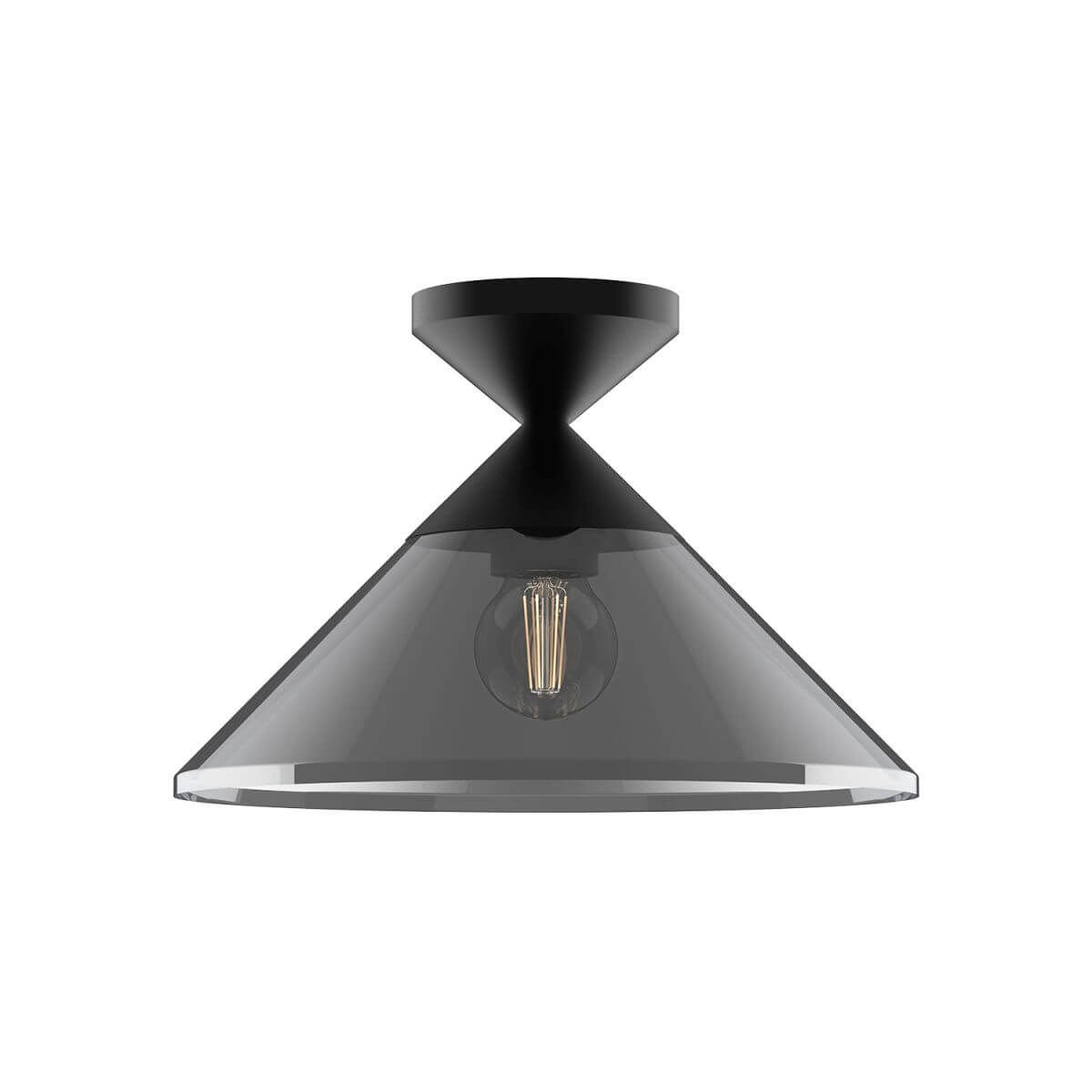 Alora Mood SF521012MBSM 13" Mauer 1-Light LED Semi-Flush Mount - Matte Black / Smoked Glass