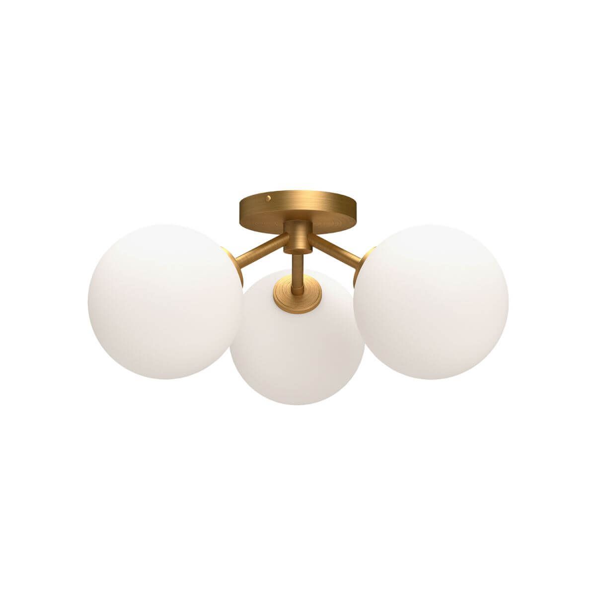 Alora Mood SF549315AGOP 18" Cassia 3-Light LED Semi-Flush Mount - Aged Gold / Opal Shade