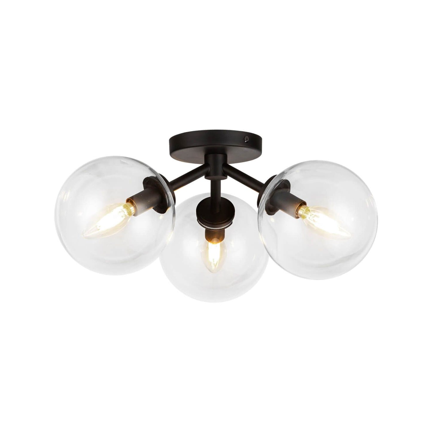 Alora Mood SF549315MBCL 18" Cassia 3-Light LED Semi-Flush Mount - Matte Black / Clear Glass Shade