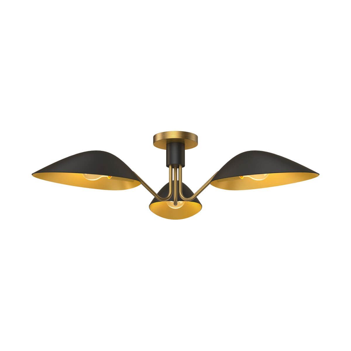 Alora Mood SF550332MBAG 32" Oscar 3-Light LED Semi-Flush Mount - Matte Black / Aged Gold
