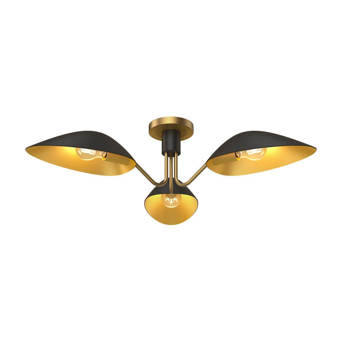 Alora Mood SF550332MBAG 32" Oscar 3-Light LED Semi-Flush Mount - Matte Black / Aged Gold