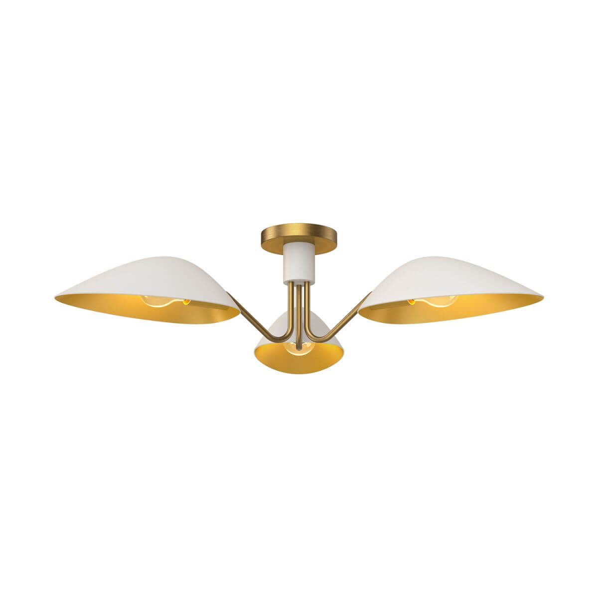 Alora Mood SF550332WHAG 32" Oscar 3-Light LED Semi-Flush Mount - White / Aged Gold