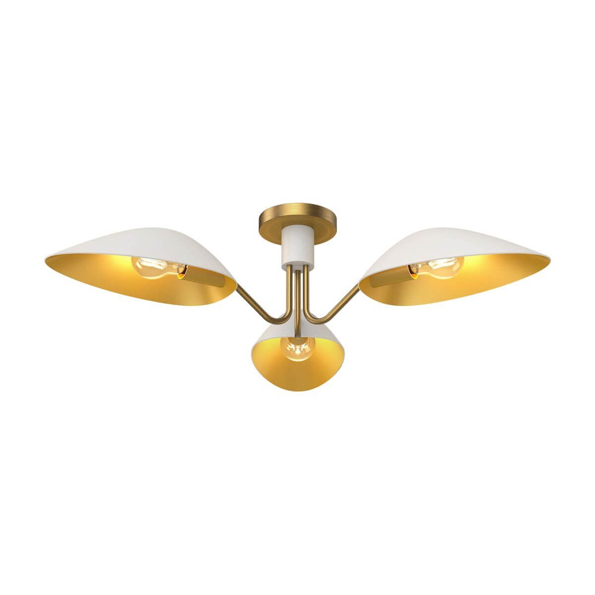 Alora Mood SF550332WHAG 32" Oscar 3-Light LED Semi-Flush Mount - White / Aged Gold