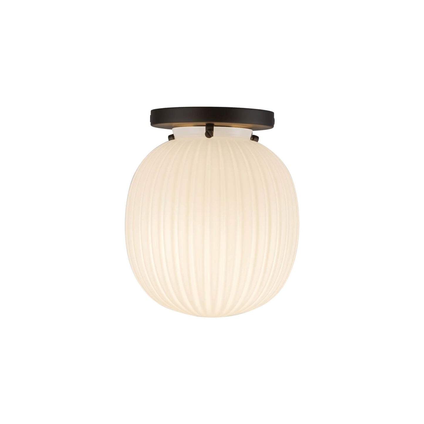 Alora Mood SF579107MBGR 7" Cherise 1-Light LED Semi-Flush Mount - Matte Black / Glossy Ribbed Opal Glass