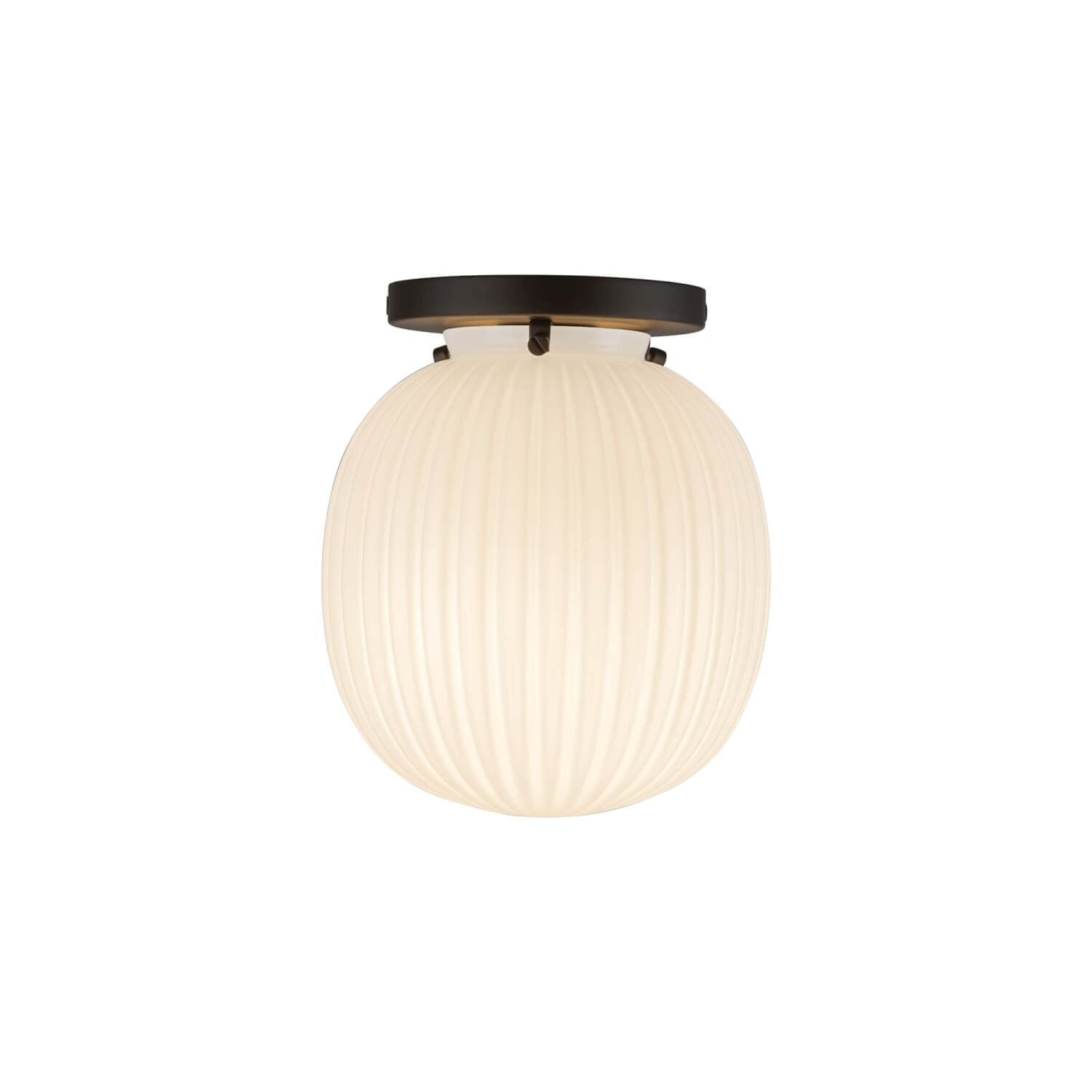 Alora Mood SF579107MBGR 7" Cherise 1-Light LED Semi-Flush Mount - Matte Black / Glossy Ribbed Opal Glass