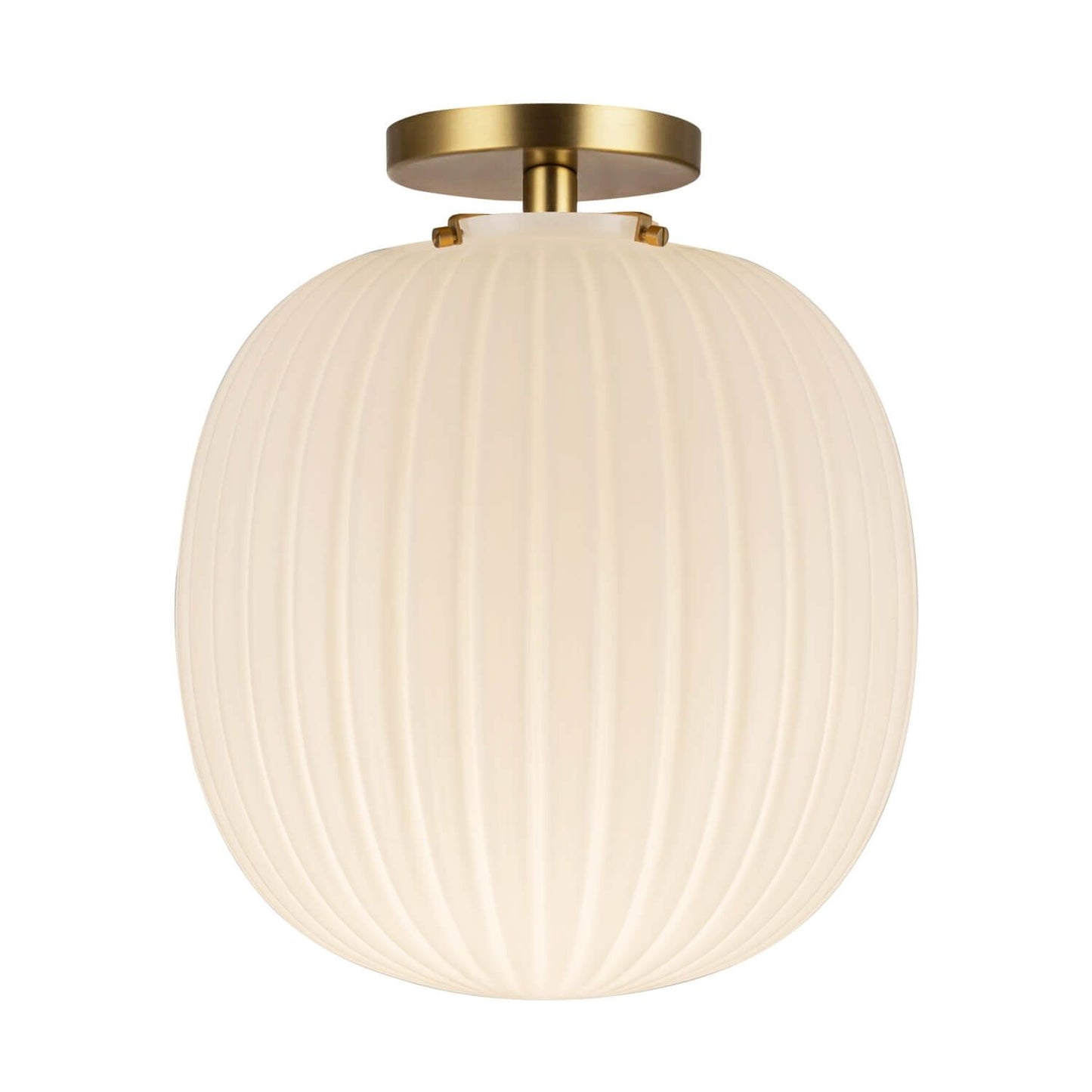 Alora Mood SF579112BGGR 12" Cherise 1-Light LED Semi-Flush Mount - Brushed Gold / Glossy Ribbed Opal Glass