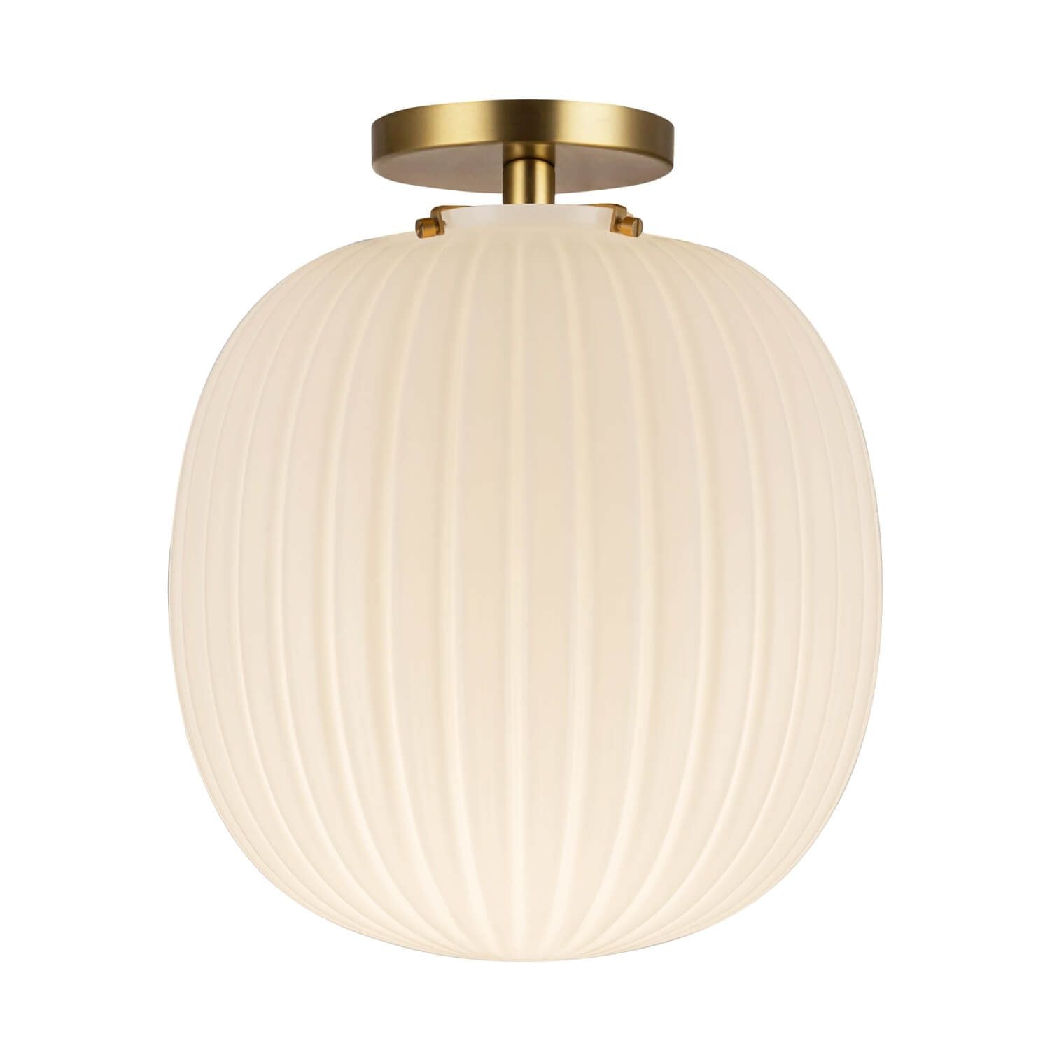 Alora Mood SF579112BGGR 12" Cherise 1-Light LED Semi-Flush Mount - Brushed Gold / Glossy Ribbed Opal Glass