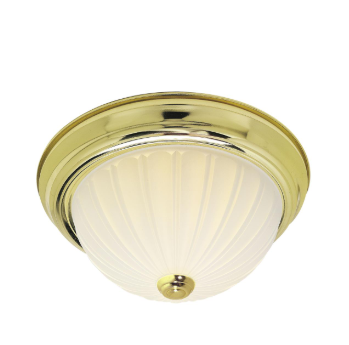 Nuvo SF76-128 3 Light - 15" Flush Mount Light with Frosted Melon Glass - Polished Brass Finish