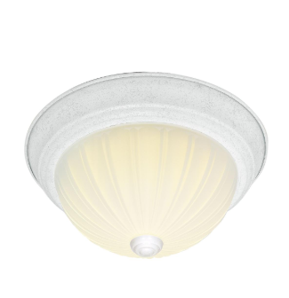 Nuvo SF76-129 3 Light - 15" Flush Mount Light with Frosted Melon Glass - Textured White Finish