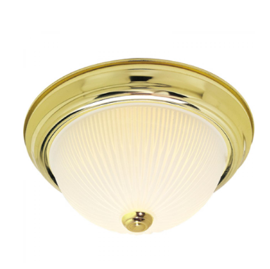 Nuvo SF76-130 2 Light - 11" Flush Mount Light with Ribbed - Polished Brass Finish