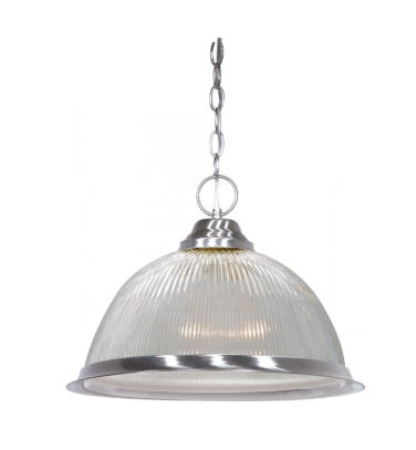 Nuvo SF76-446 1 Light - 15", 100W LED Pendant with Clear Prismatic Glass - Brushed Nickel Finish