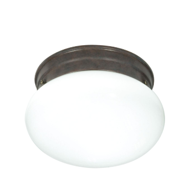 Nuvo SF76-600 1 Light - 8 Inches LED Flush Mount with White Glass - Old Bronze Finish
