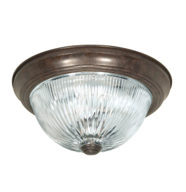 Nuvo SF76-607 2 Light - 13" - LED Flush Mount Light - Clear Ribbed Glass - Old Bronze Finish