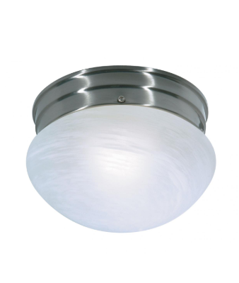 Nuvo SF76-671 1 Light - 8" - LED Flush Mount Light - Small Alabaster Mushroom - Brushed Nickel Finish