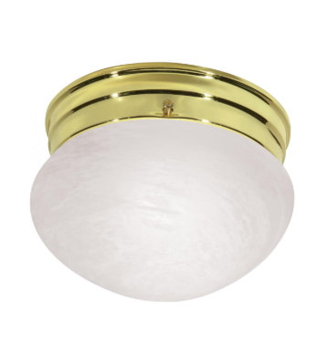 Nuvo SF76-672 1 Light - 8" - LED Flush Mount Light - Small Alabaster Mushroom - Polished Brass Finish