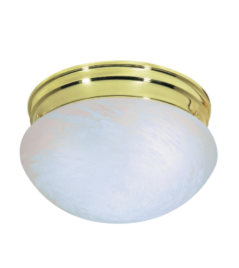 Nuvo SF76-675 2 Light - 10" - LED Flush Mount Light - Medium Alabaster Mushroom - Polished Brass Finish