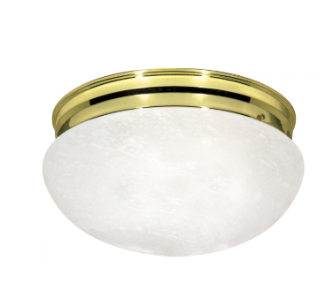 Nuvo SF76-678 2 Light - 12" - LED Flush Mount Light - Large Alabaster Mushroom - Polished Brass Finish