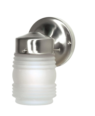 Nuvo SF76-701 1 Light - 6" - Porch LED Wall Light - Mason Jar with Frosted Glass - Brushed Nickel Finish