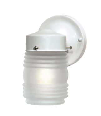 Nuvo SF76-702 1 Light - 6" - Porch LED Wall Light - Mason Jar with Frosted Glass - Gloss White Finish