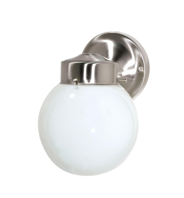 Nuvo SF76-705 1 Light - 6" - Porch LED Outdoor Wall Light - With White Globe - Brushed Nickel Finish