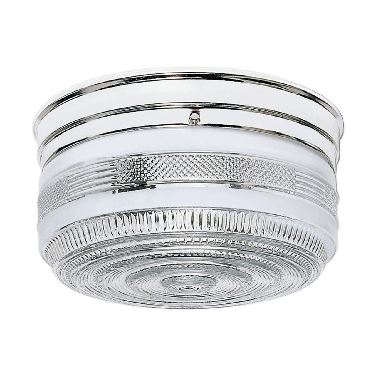 Nuvo SF77-102 2 Light 8" Flush Mount Fixture, White Crystal Accent Glass, Polished Chrome