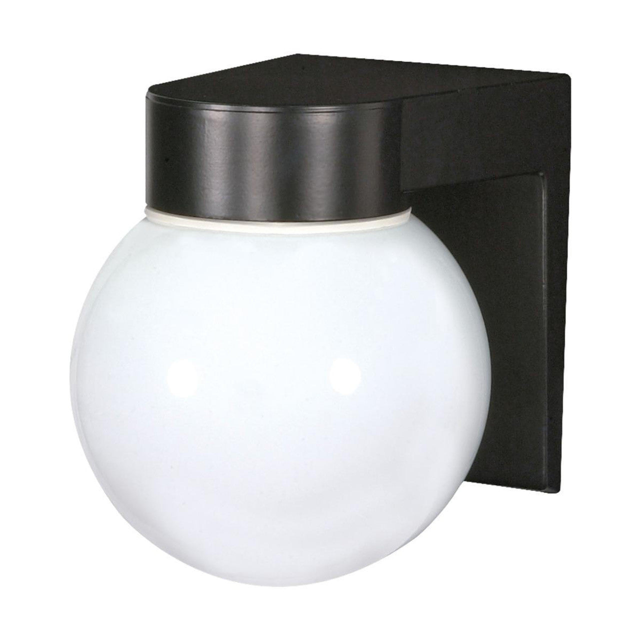 Nuvo SF77-140 1 Light 8" Wall Mount light Fixture, With White Glass Globe, Black Finish