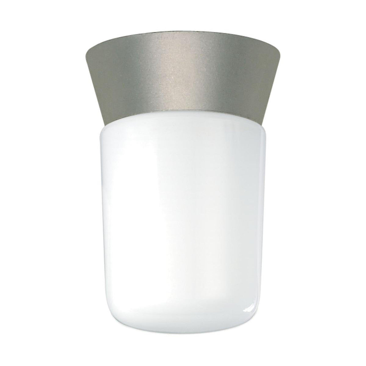 Nuvo SF77-155 1 Light 8" Utility Ceiling light Fixture, With White Glass Cylinder, Satin Aluminum Finish