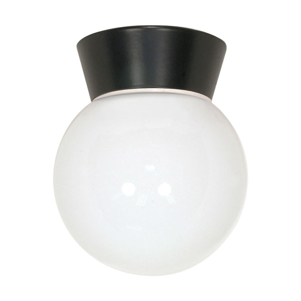 Nuvo SF77-157 1 Light 8" Utility Ceiling light Fixture, With White Glass Globe, Black Finish