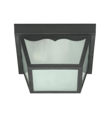Nuvo SF77-891 2 Light - 10'' - Carport Flush Mount Light - With Frosted Acrylic Panels - Black Finish