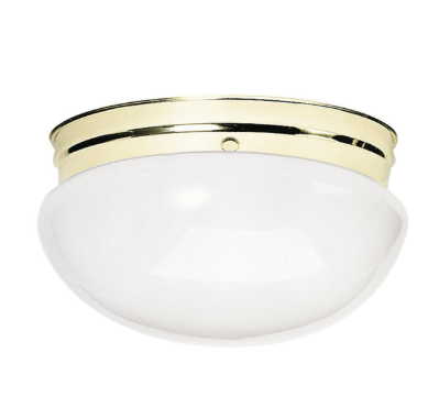 Nuvo SF77-986 2 Light - 12" LED Flush Mount Light with White Glass - Polished Brass Finish