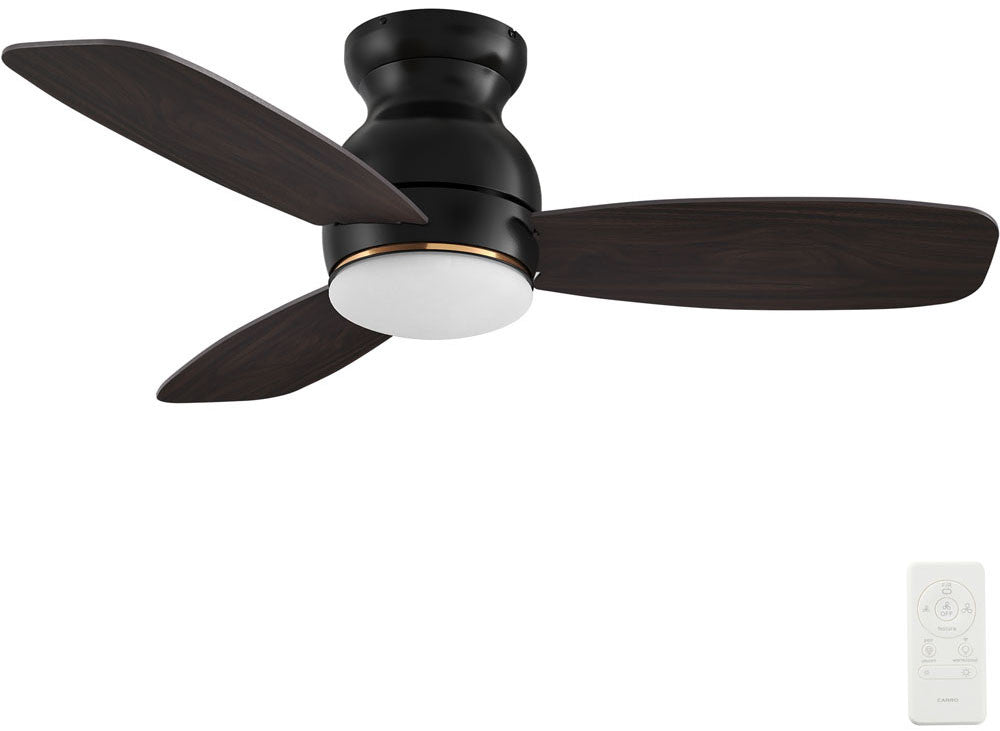 Carro USA SFR443Q-L12-BG-1-FM 44" Trento Contemporary LED Ceiling Fan - Fixture Finish: Black - Blade Finish: Walnut & Barnwood