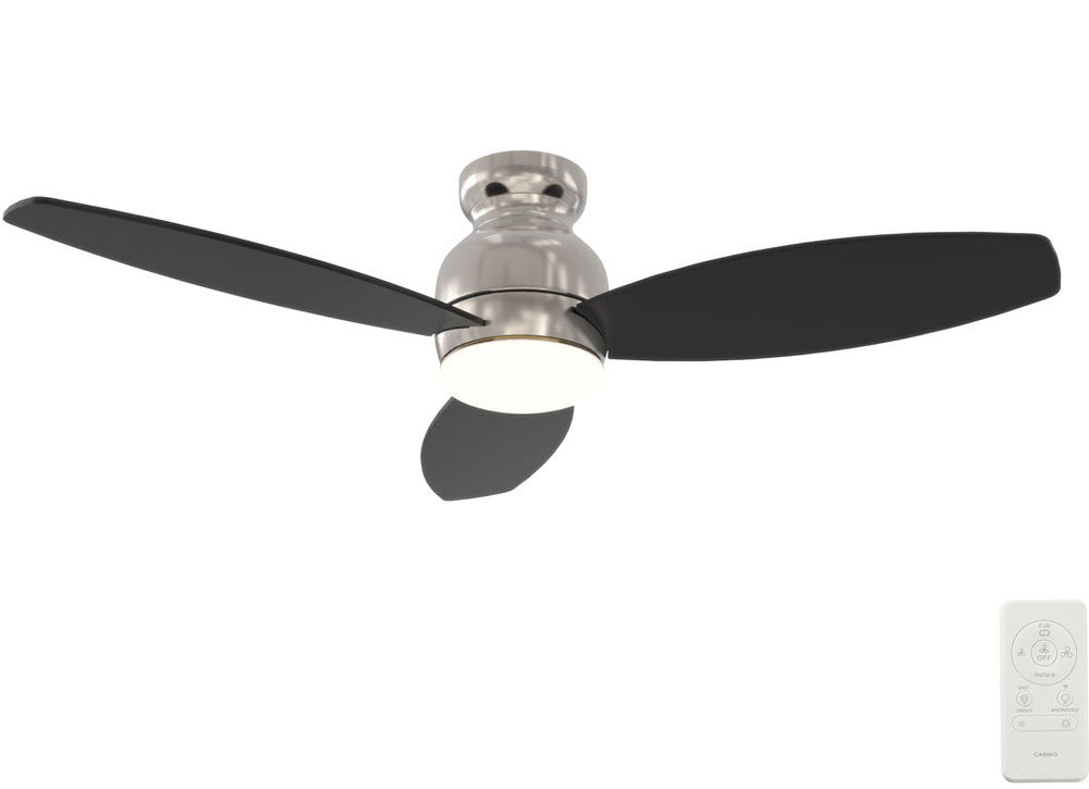 Carro USA SFR483Q-L12-S2-1-FM 48" Trento Modern LED Ceiling Fan - Fixture Finish: Brushed Nickel - Blade Finish: Black