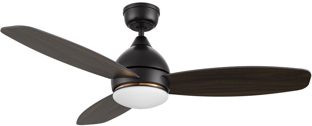 Carro USA SFR483Q6-L12-BG-1 48" Hobart Smart Ceiling Fan With LED Light Kit - Fixture Finish: Black With Gold - Blade Finish: Walnut & Barnwood
