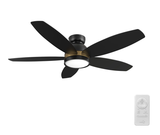 Carro USA SFR485Q5-L12-B2-1-FMA 48 Inch Fremont Contemporary Black with Gold LED Ceiling Fan