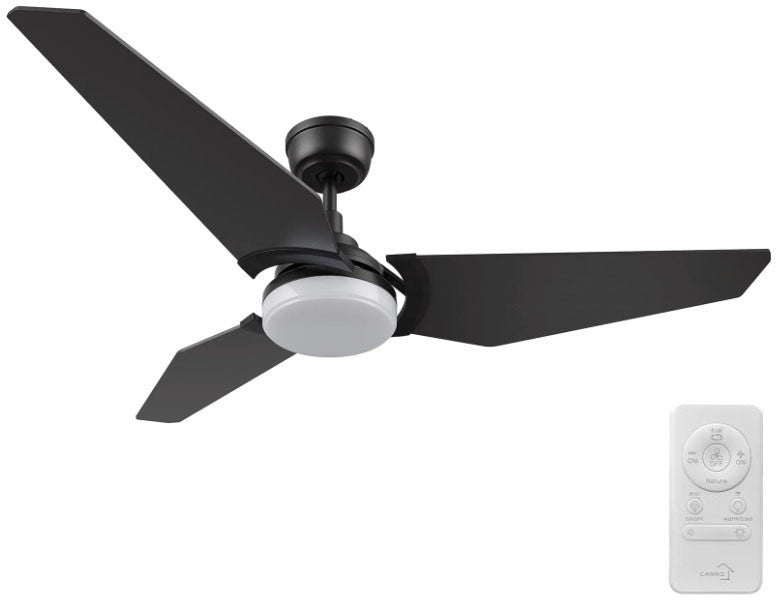 Carro USA SFR523B-L12-B2-1 52" KAJ Smart Ceiling Fan With LED Light Kit - Fixture Finish: Black - Blade Finish: Black