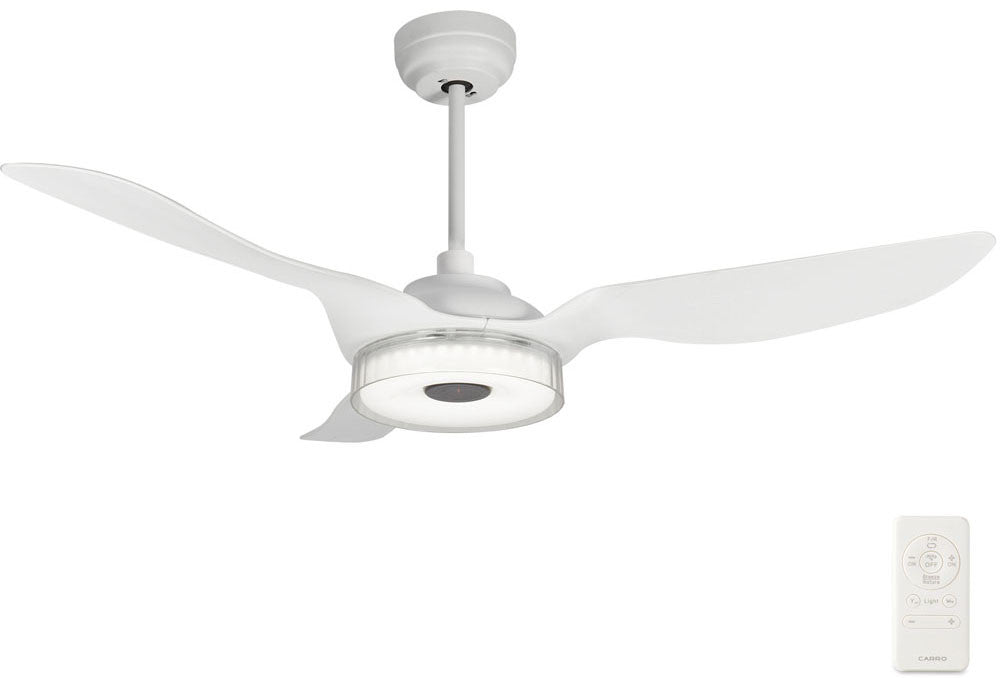 Carro USA SFR563F-L13-W1-1 56" FLETCHER Smart Ceiling Fan With LED Light Kit - Fixture Finish: White - Blade Finish: White