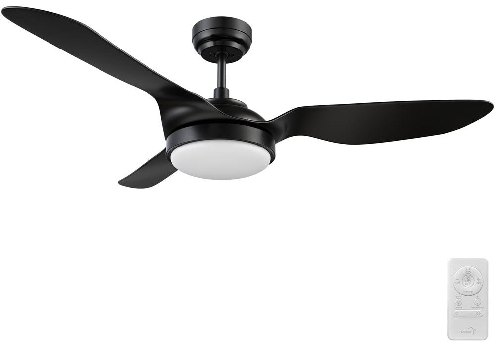 Carro USA SFR523F2-L12-B2-1 52" Vena Contemporary LED Ceiling Fan - Fixture Finish: Black - Blade Finish: Black