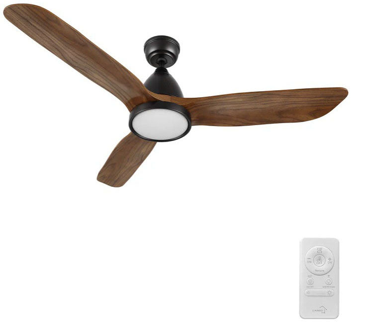 Carro USA SFR523F3-L12-BM2-1 52" Garrick Smart Ceiling Fan With LED Light Kit - Fixture Finish: Black - Blade Finish: Antique Walnut