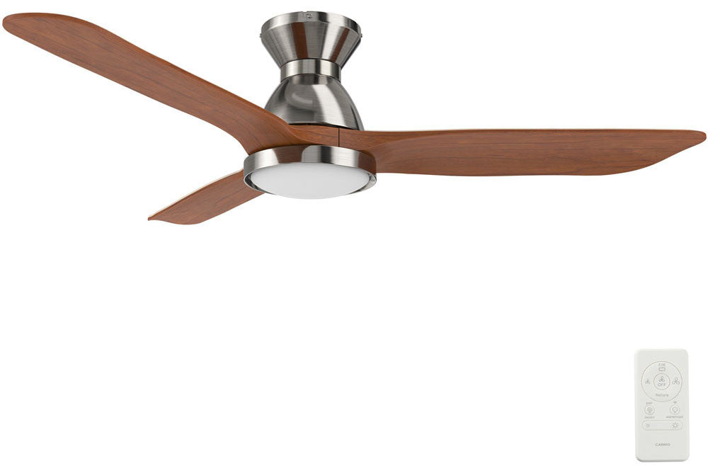 Carro USA SFR523F3-L12-SM2-1-FM 52" Garrick Smart Ceiling Fan With LED Light Kit - Fixture Finish: Brushed Nickel - Blade Finish: Antique Walnut