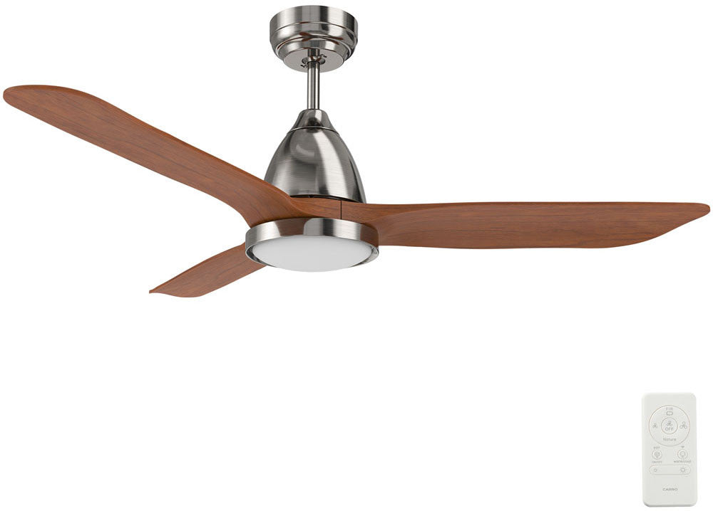 Carro USA SFR523F3-L12-SM2-1 52" Garrick Smart Ceiling Fan With LED Light Kit - Fixture Finish: Brushed Nickel - Blade Finish: Antique Walnut